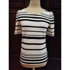 Banana Republic Black, Coral, Cream Pattern Striped Top Size XS